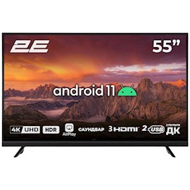 ტელევიზორი 2E 2E-55A06L, 55", 4K UHD, Smart TV, Android, HDMI, USB, LAN, WIFI, Black